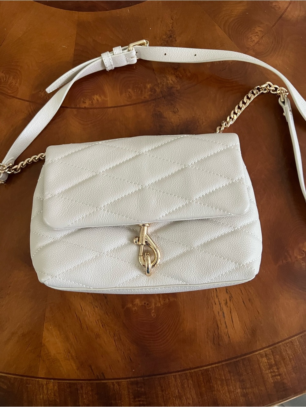 Rebecca Minkoff Quilted Cream Crossbody with Gold Hardware